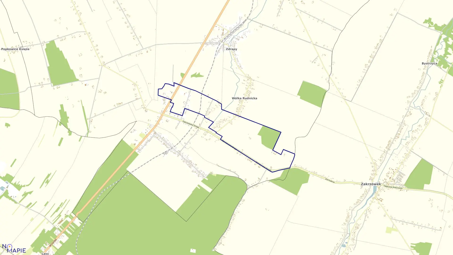 Mapa obrębu RUDNIK SZLACHECKI w gminie Wilkołaz