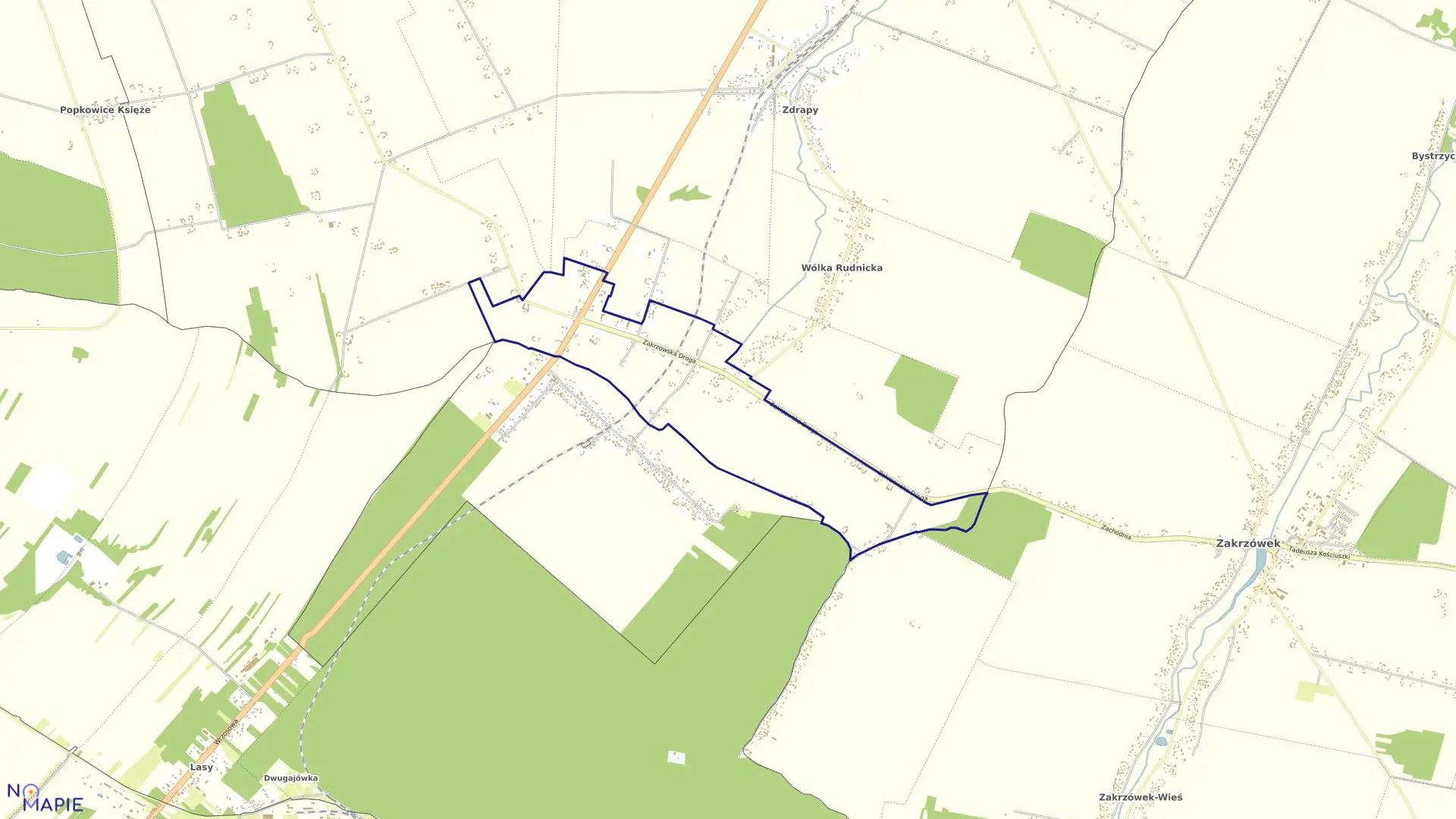 Mapa obrębu RUDNIK SZLACHECKI KOLONIA w gminie Wilkołaz